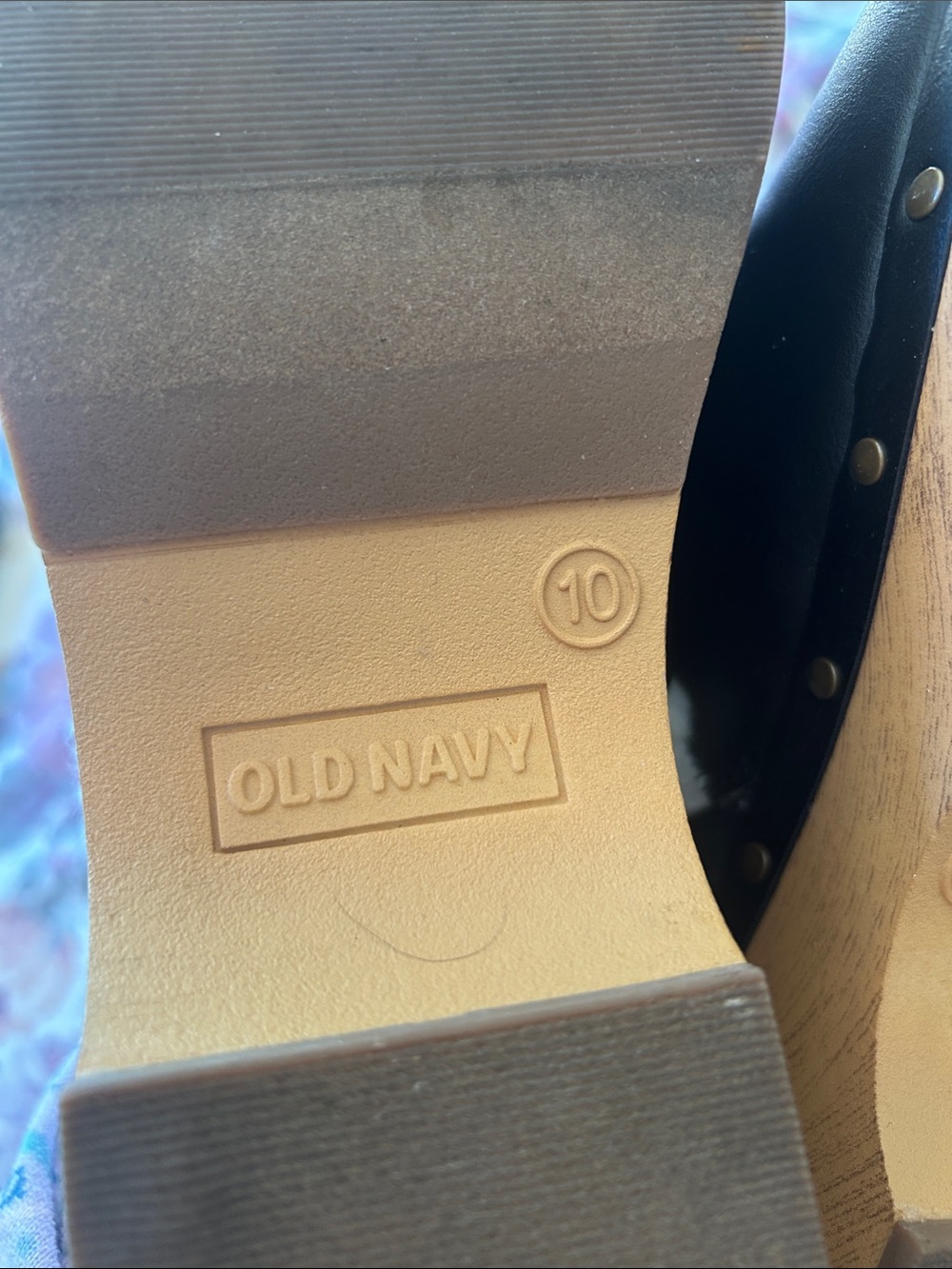 Old Navy Black Faux-Leather Clog Mules with White Shearling Trim Size 10 - Picture 5 of 5